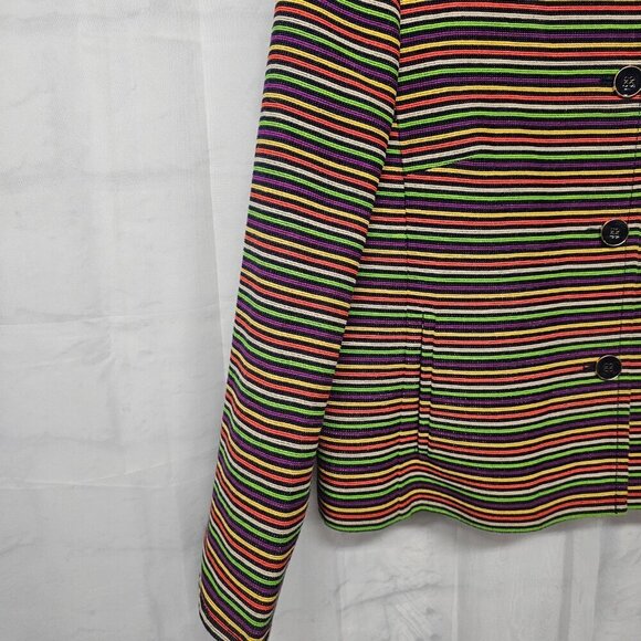 Talbots Blazer Purple Orange Striped Single Breasted Striped Retro 16P - Picture 3 of 11